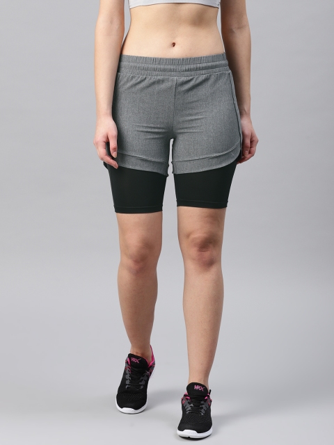 

HRX by Hrithik Roshan Women Charcoal Grey Solid Regular Fit Sports Shorts