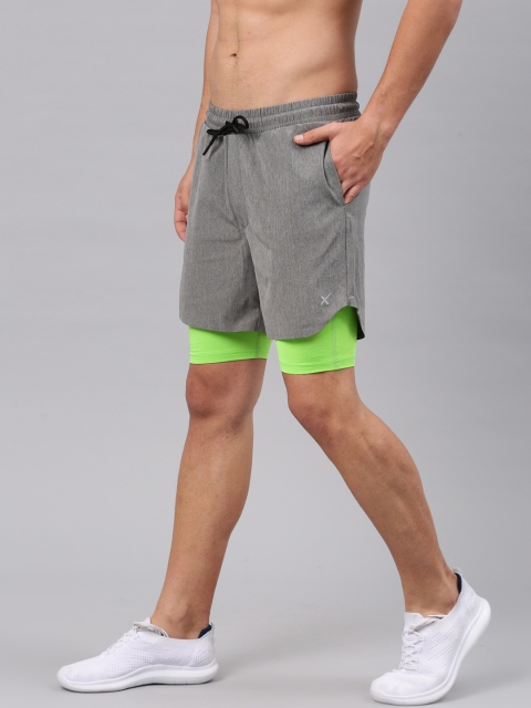

HRX by Hrithik Roshan Men Grey Solid Regular Fit Sports Shorts