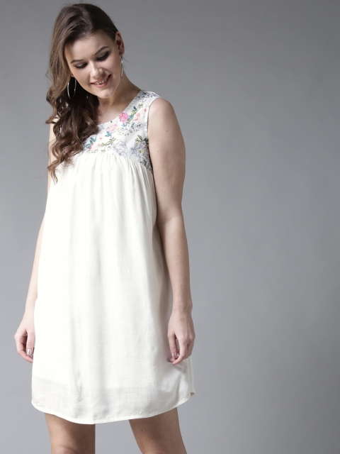 

Moda Rapido Women Off-White Solid A-Line Dress