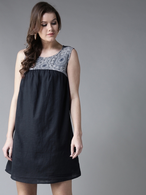 

Moda Rapido Women Navy Blue Solid A-Line Dress