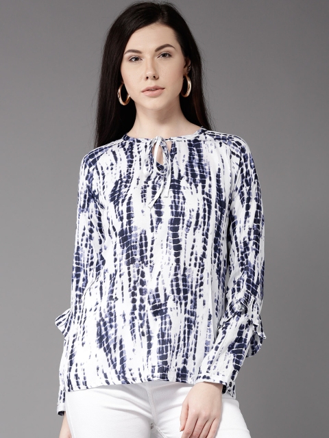 

Moda Rapido Women White Shibori Print Top