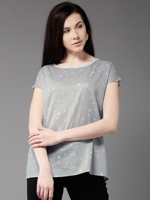 

Moda Rapido Women Grey Printed Styled Back Top