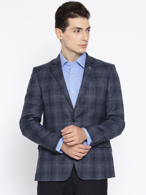 

Arrow Blue Checked Single-Breasted Slim Fit Formal Blazer