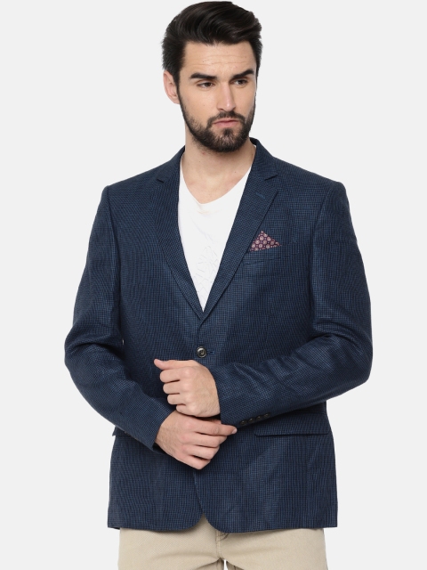 

Arrow Men Blue Self-Design Tailored Fit Single Breasted Casual Blazer