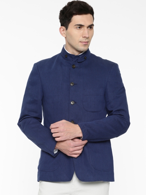 

Arrow Men Navy Blue Single-Breasted Body Tailored Fit Linen Casual Blazer