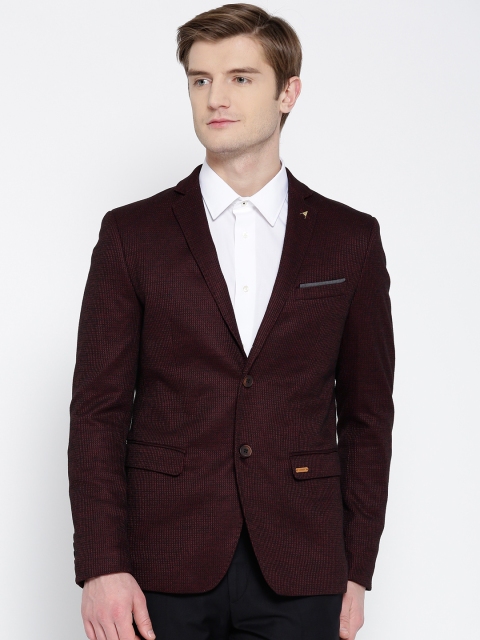 

Arrow Burgundy Slim Zero Calorie Fit Formal Blazer