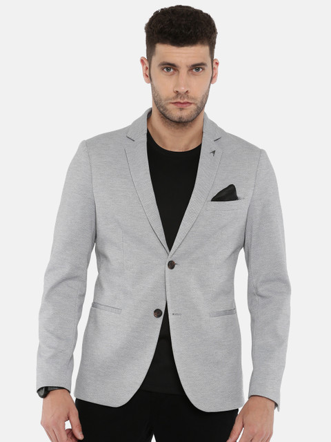 

Arrow Grey Self-Design Zero Calorie Fit Single-Breasted Casual Blazer