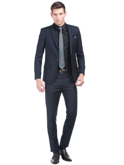

Arrow New York Men Navy Blue Checked Single-Breasted Formal Suit