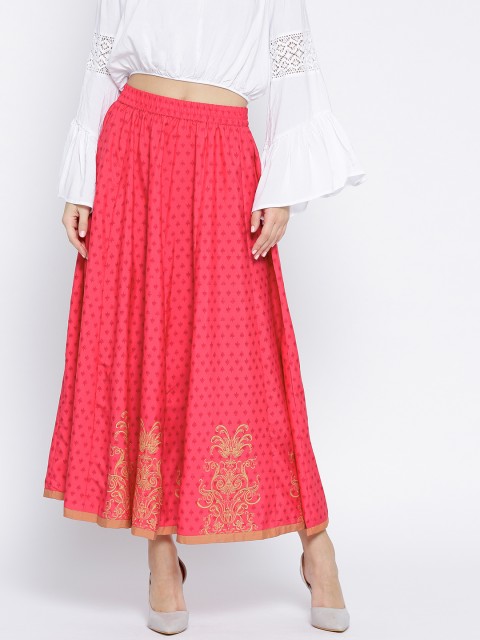 

AURELIA Pink Printed Maxi Flared Skirt