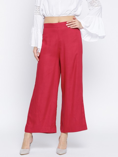 

AURELIA Women Red Solid Wide Leg Palazzos
