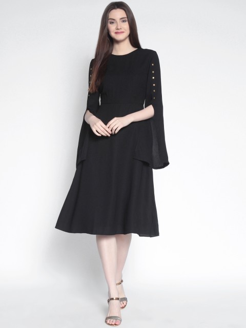 

Marie Claire Women Black Solid Fit and Flare Dress