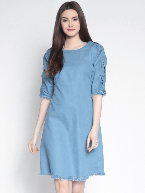 

Marie Claire Women Blue Solid A-Line Denim Dress