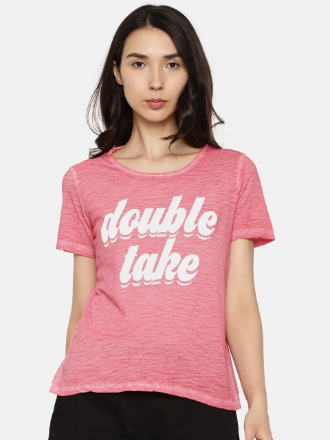 

ONLY Women Pink Printed Styled Back Pure Cotton Top