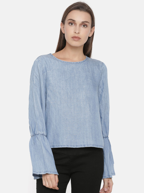 

ONLY Women Blue Solid Top