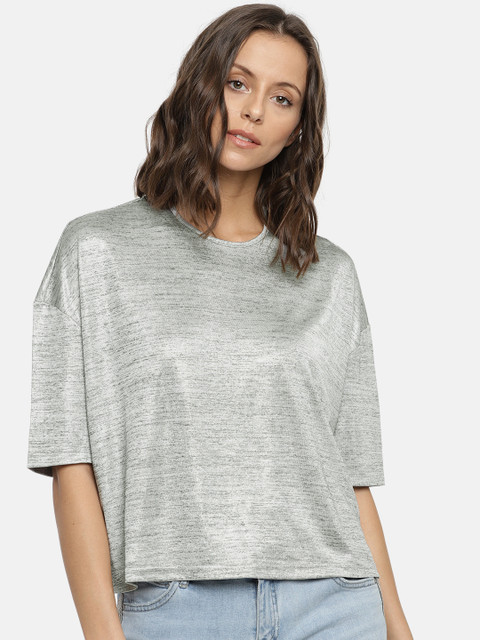 

ONLY Women Silver-Toned Solid Top