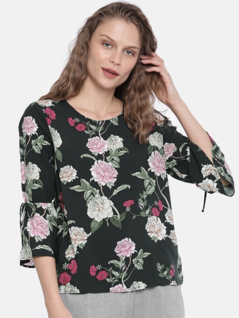 

ONLY Women Black Floral Printed Top