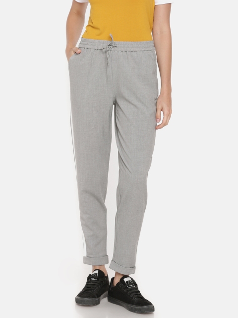 

ONLY Women Grey Slim Fit Solid Regular Trousers