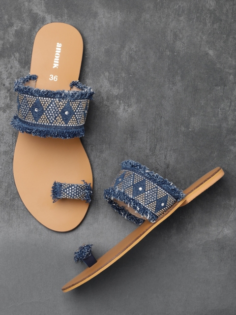 

Anouk Women Blue Sequinned One Toe Flats