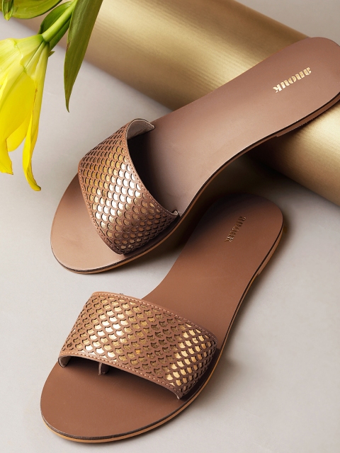 

Anouk Women Brown Woven Design Synthetic Open Toe Flats