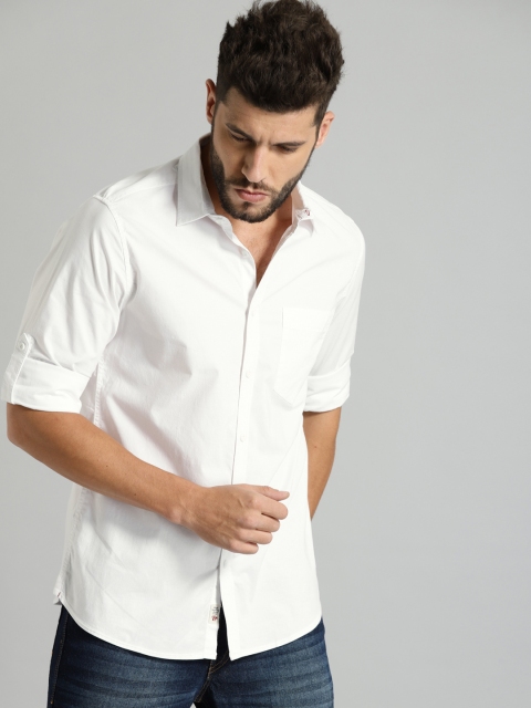 

Roadster Men White Regular Fit Solid Casual Shirt