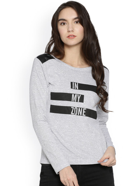 

Campus Sutra Women Grey & Black Printed Top
