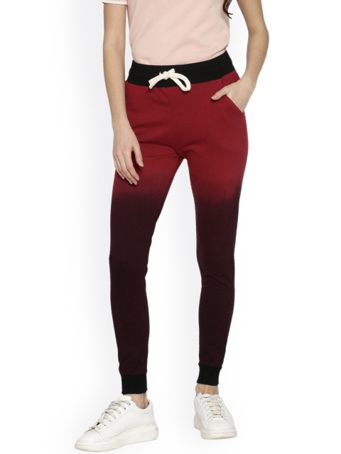 

Campus Sutra Maroon & Red Ombre Joggers