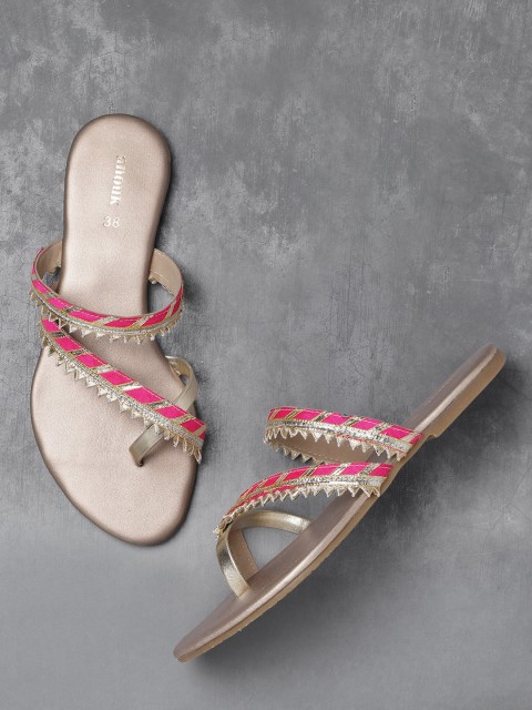 

Anouk Women Pink & Gold-Toned Gotta Patti One Toe Flats