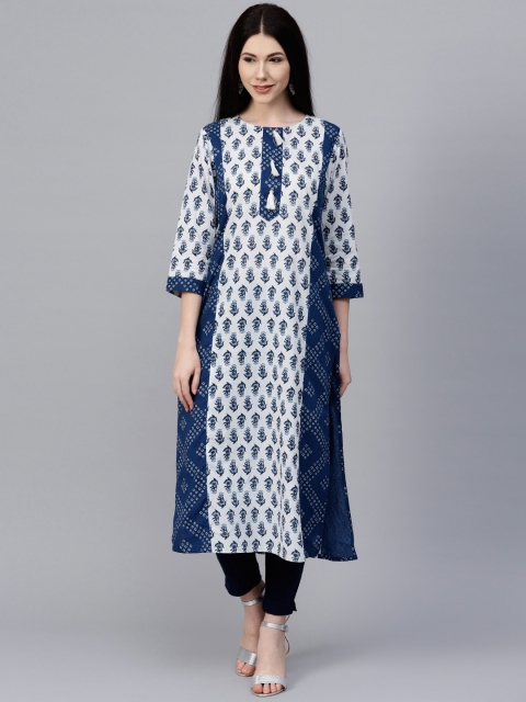 

Jaipur Kurti Women Blue Printed Kurta with Trousers