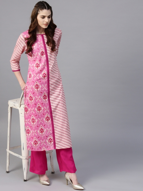 

Jaipur Kurti Women Pink Printed Kurta with Palazzos