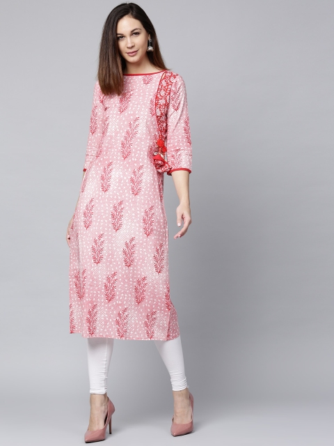 

Jaipur Kurti Women Red & White Solid Straight Kurta