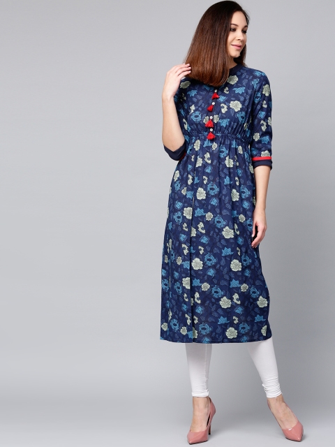 

Jaipur Kurti Women Blue Printed A-Line Kurta