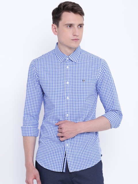 

CAMLA Men Blue & White Regular Fit Checked Casual Shirt