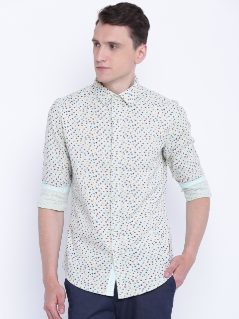

CAMLA Men Light Green Regular Fit Printed Casual Shirt