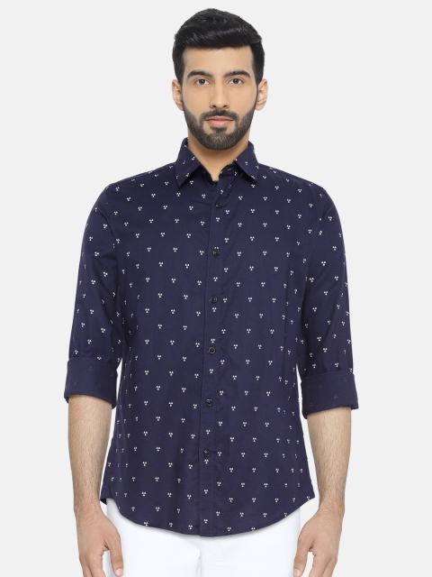 

CAMLA Men Navy Blue Slim Fit Printed Casual Shirt