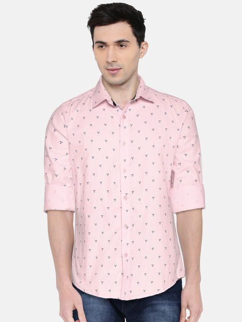 

CAMLA Men Pink Slim Fit Printed Casual Shirt