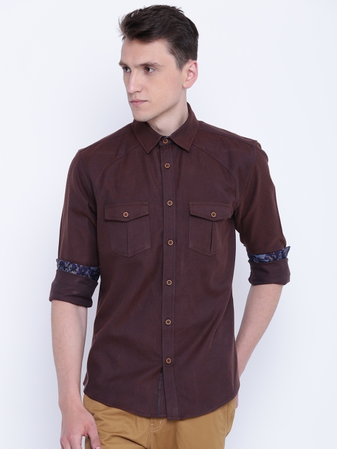 

CAMLA Men Brown Regular Fit Solid Casual Shirt