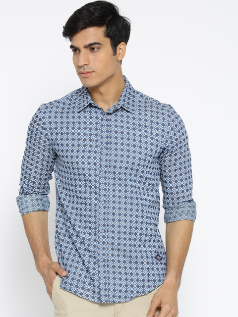 

CAMLA Men Blue Slim Fit Printed Casual Shirt