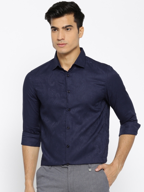 

CAMLA Men Navy Self-Design Casual Shirt, Navy blue