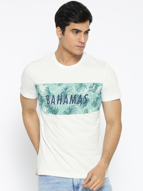 

CAMLA Men White Printed Round Neck T-shirt