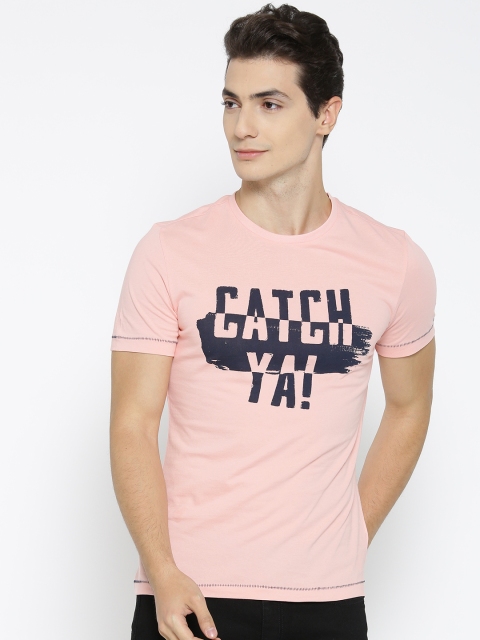 

CAMLA Men Pink Printed Round Neck T-shirt