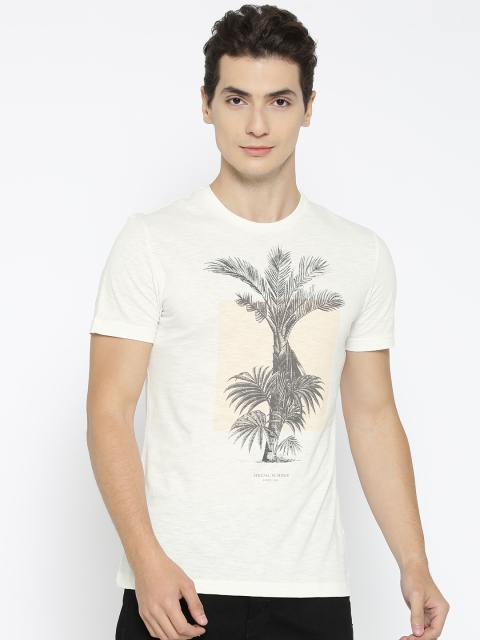 

CAMLA Men White Printed Round Neck T-shirt