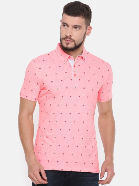 

CAMLA Men Pink Printed Button-Down Collar T-shirt