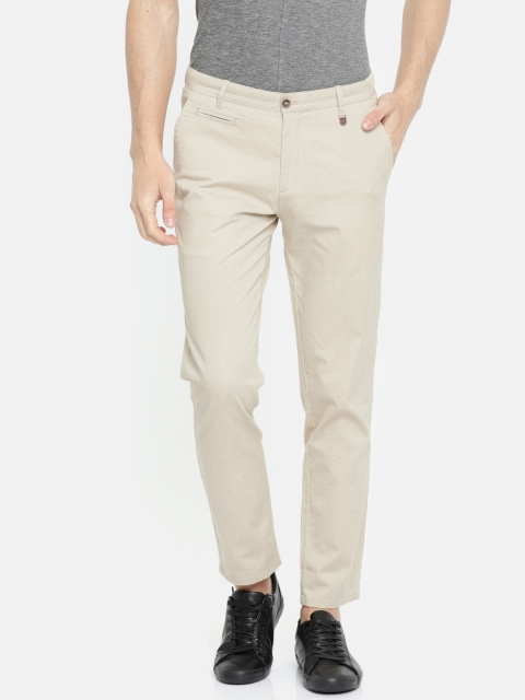 

CAMLA Men Beige Regular Fit Solid Regular Trousers