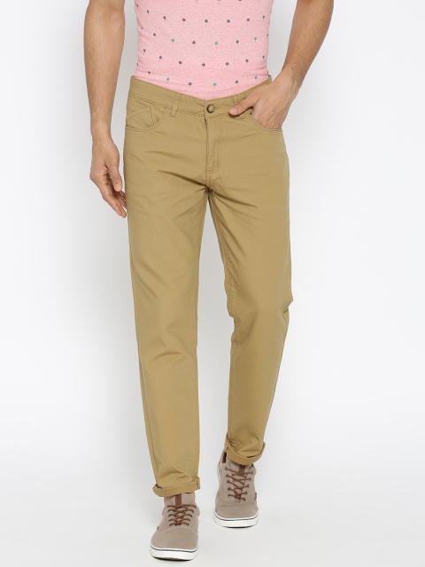 

CAMLA Men Khaki Smart Fit Solid Trousers