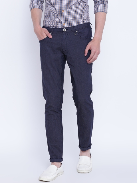 

CAMLA Men Navy Regular Fit Solid Trousers, Navy blue