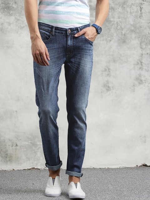 

Breakbounce Men Blue Slim Fit Low-Rise Low Distress Jeans