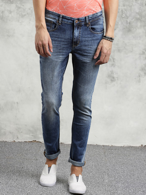 

Breakbounce Men Blue Skinny Fit Low-Rise Low Distress Jeans