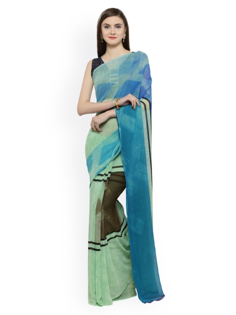 

Shaily Green & Blue Pure Georgette Printed Saree
