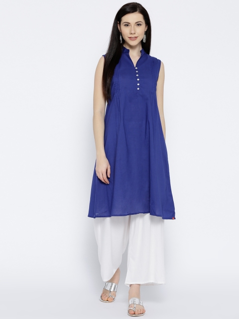 

Biba Women Blue Solid A-Line Kurta