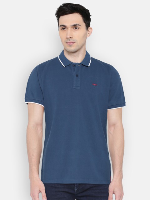 

ColorPlus Men Navy Solid Polo Collar T-shirt, Navy blue